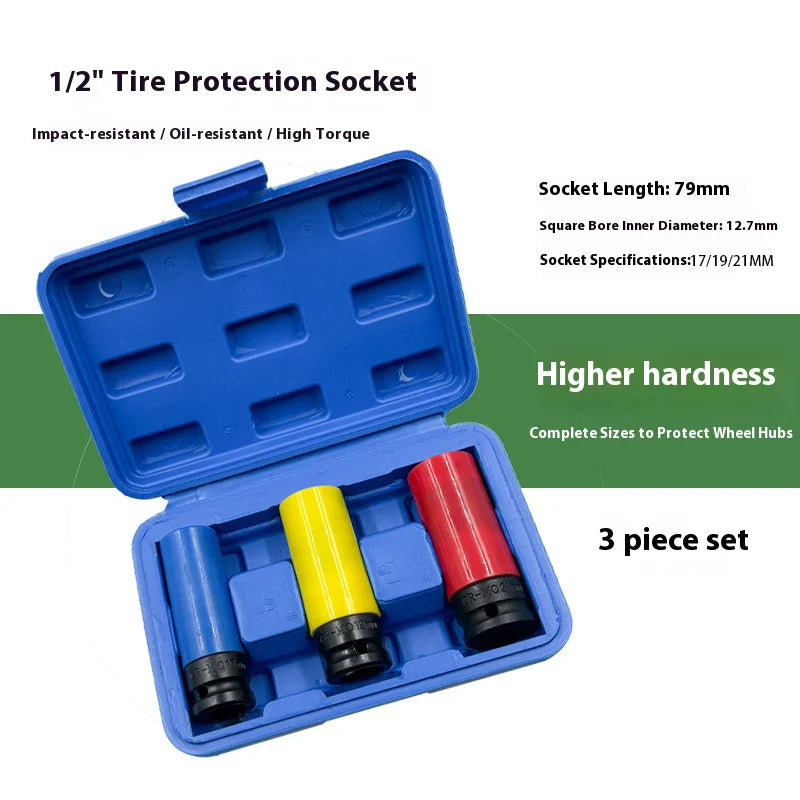Impact Wrench Socket Set with Protective Sleeves (15-22mm)