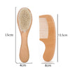 Natural Beech Wood Baby Brush and Comb Set with Soft Wool Bristles
