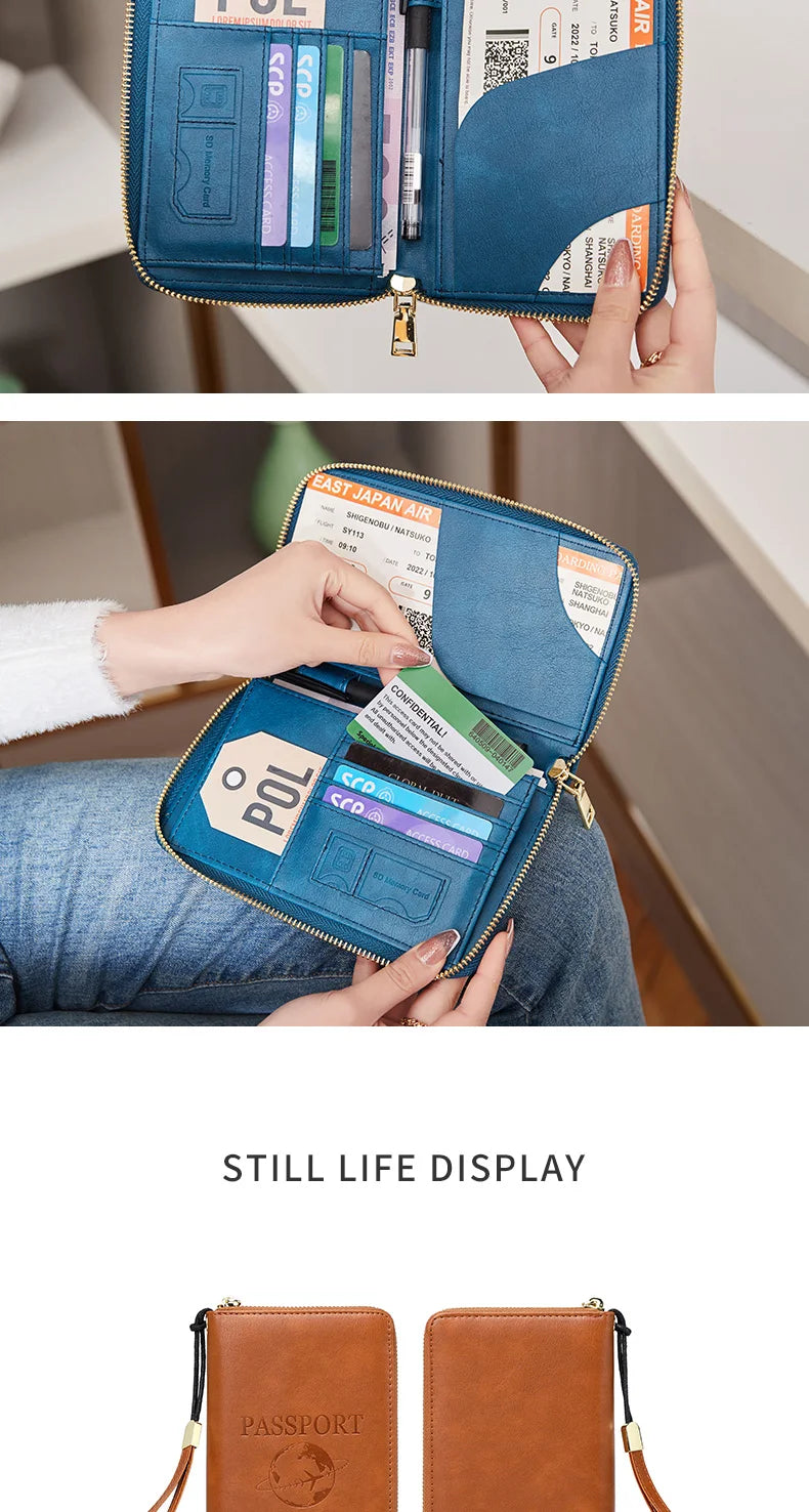 RFID-Blocking Travel Passport Holder with Card Slots