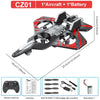 Black and red EPP foam RC flying aircraft with a battery and spare fan included