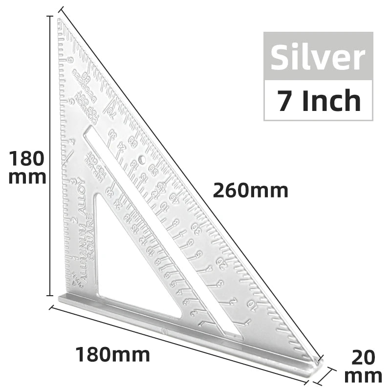 7-Inch Aluminum Alloy Triangle Ruler for Precision Marking