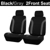 Black and gray two-front car seat cover set featuring a seat cushion and backrest.
