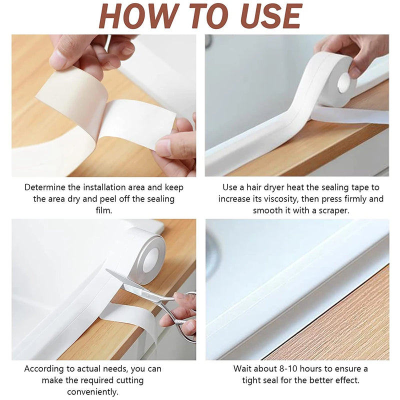 Self-Adhesive Caulk Tape – Waterproof PVC Sealant Strip for Kitchen & Bathroom (3.2m)