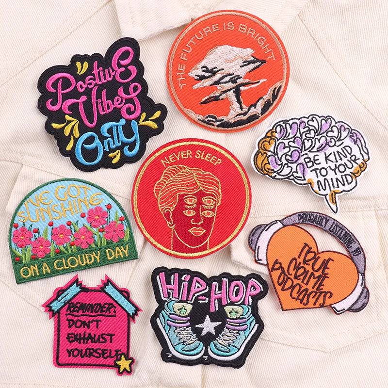 Encouraging Embroidery Iron-On Patches for Clothing and Accessories