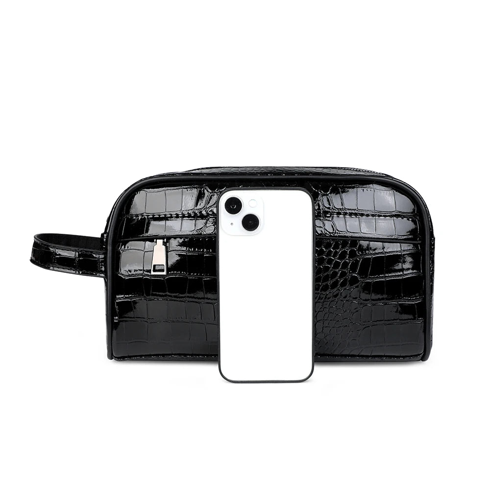 Men's PU Leather Clutch Wallet with Zipper Closure