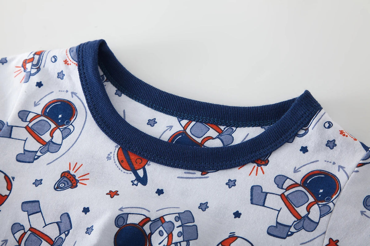 Kids' Cotton Cartoon Astronaut Pajama Set