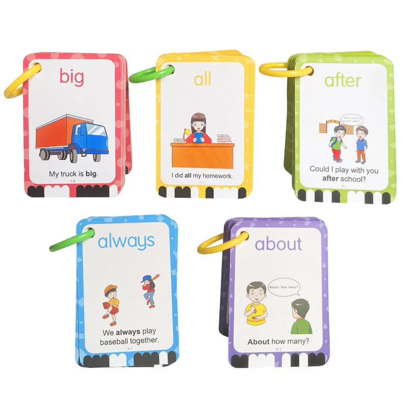 Sight Words Flashcards with Pictures & Sentences - 5 Level Learning Kit