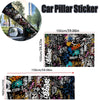 A long, vertical graffiti pattern sticker designed for a car pillar or interior wrap.