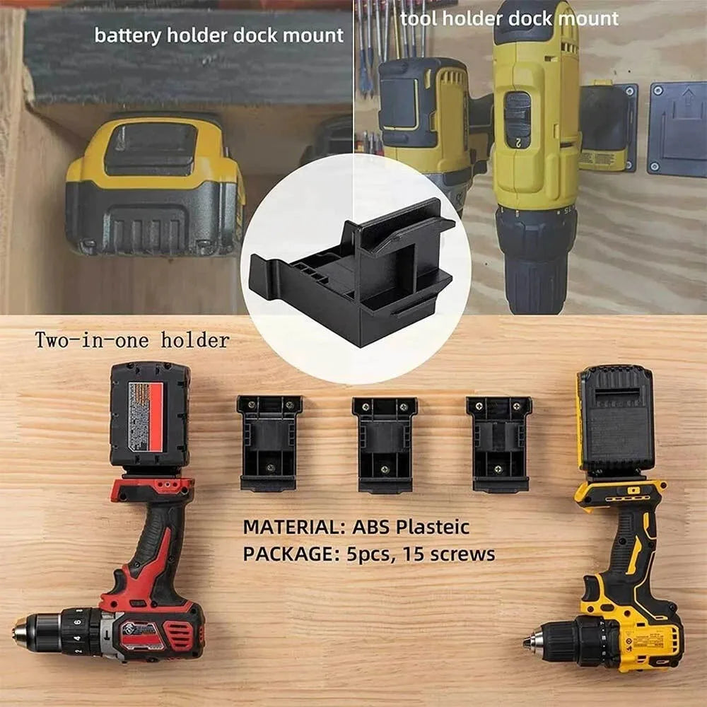 Battery & Tool Holder for 18V/20V Power Tools (5-Pack)