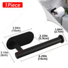 A black adhesive stainless steel toilet paper holder with a 3.94-inch bar and a 1.06-inch holder.