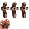 Wooden Pocket Cross with Heart Cutout