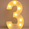 A glowing, illuminated LED letter '3' night light with decorative round lights.