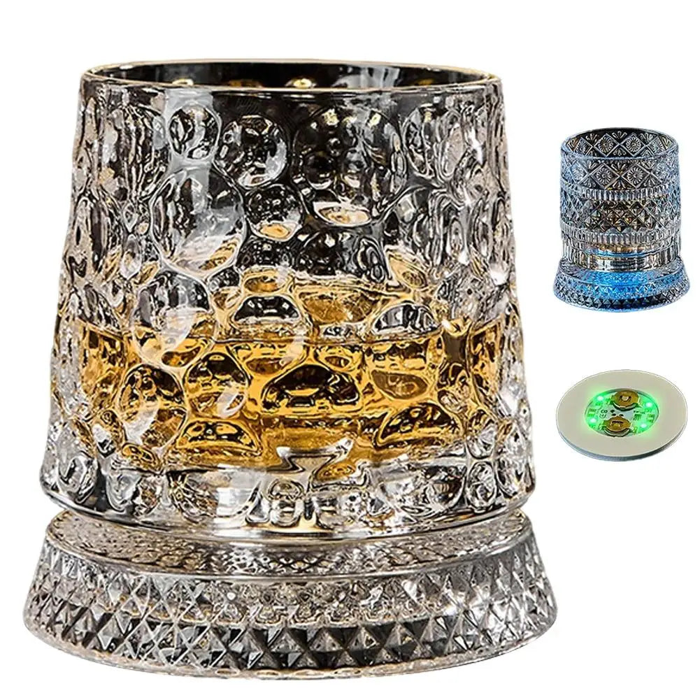 Luminous LED Whiskey Glass with Rotating Display