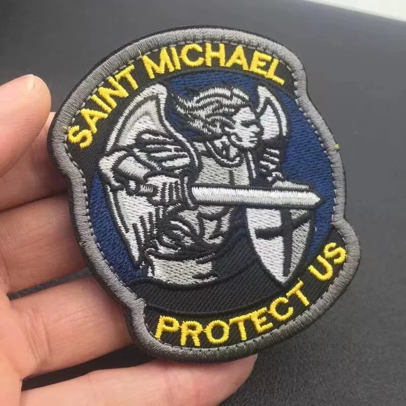 Saint Michael Embroidered Tactical Patch with Hook & Loop Backing
