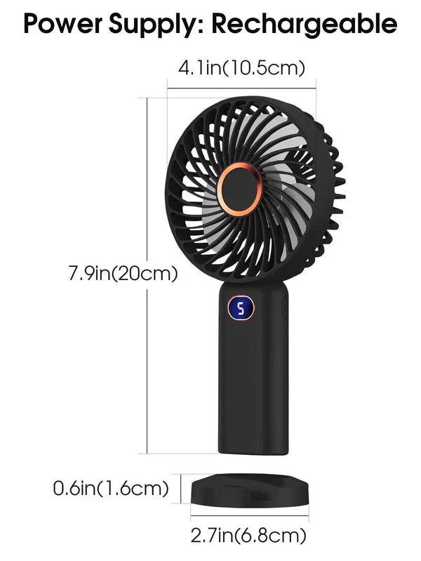 Portable Rechargeable Handheld Fan with Digital Display