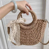 Handwoven Rattan Half-Moon Beach Bag