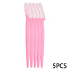 A set of five pink precision eyebrow razors for facial grooming and dermaplaning.