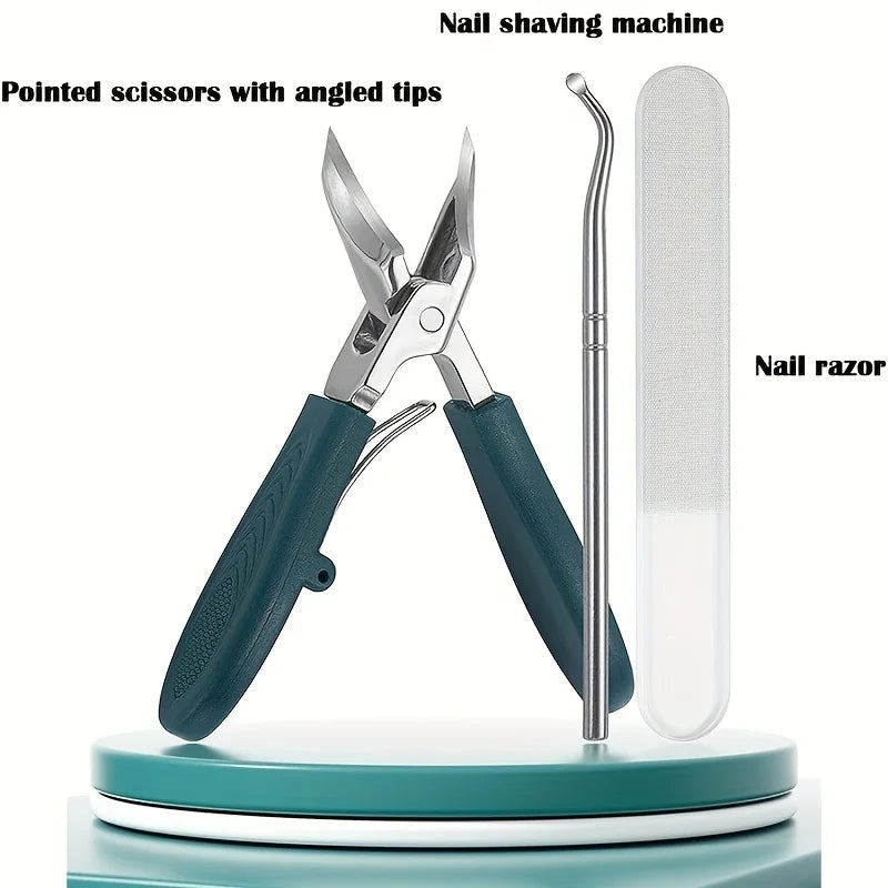 Angled Stainless Steel Nail Clippers for Thick Nails — Set of 3