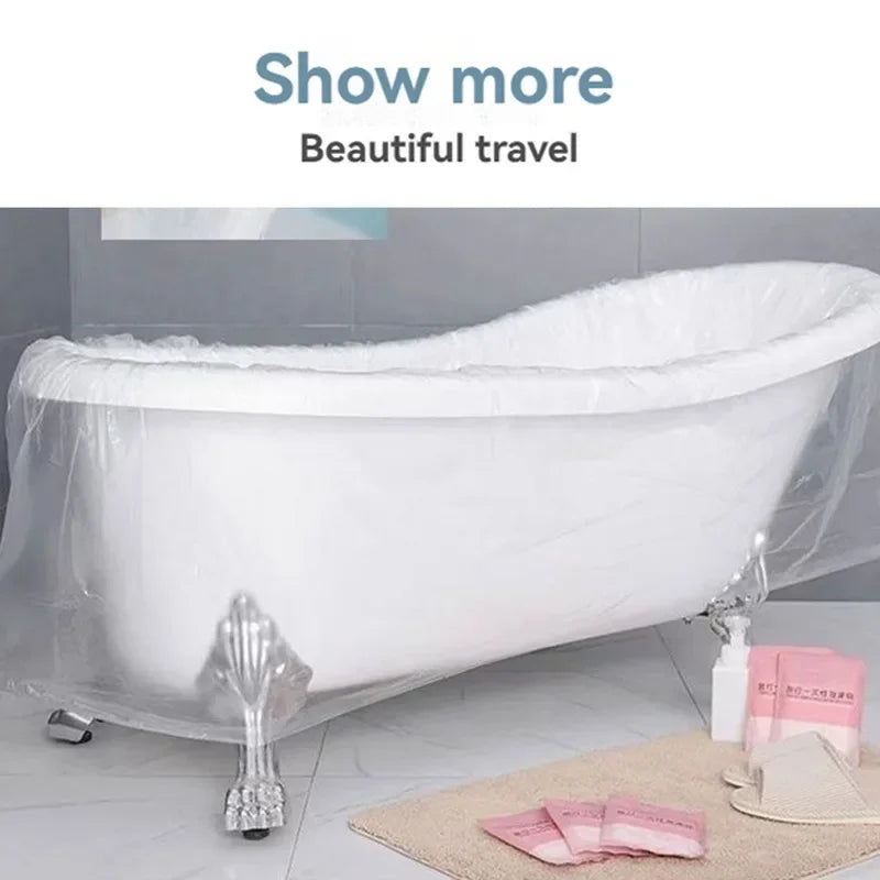 Disposable Bathtub Cover - Large Portable Bath Liner for Travel, Hotels, and Home