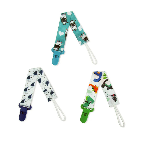 3-Pack Cartoon Pacifier Clips for Babies
