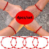 Hand-Woven Red Friendship Bracelet Set