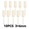 Ten pieces of beige wool felt polishing wheels with 3mm shafts.
