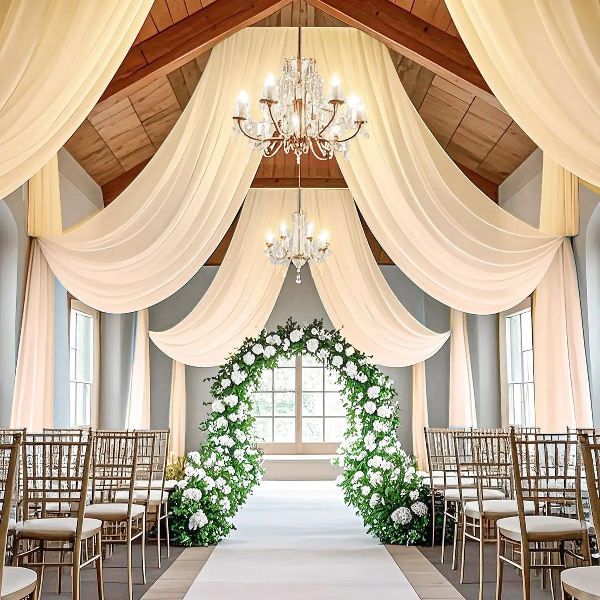 Sheer Chiffon Ceiling Drapes for Weddings & Events