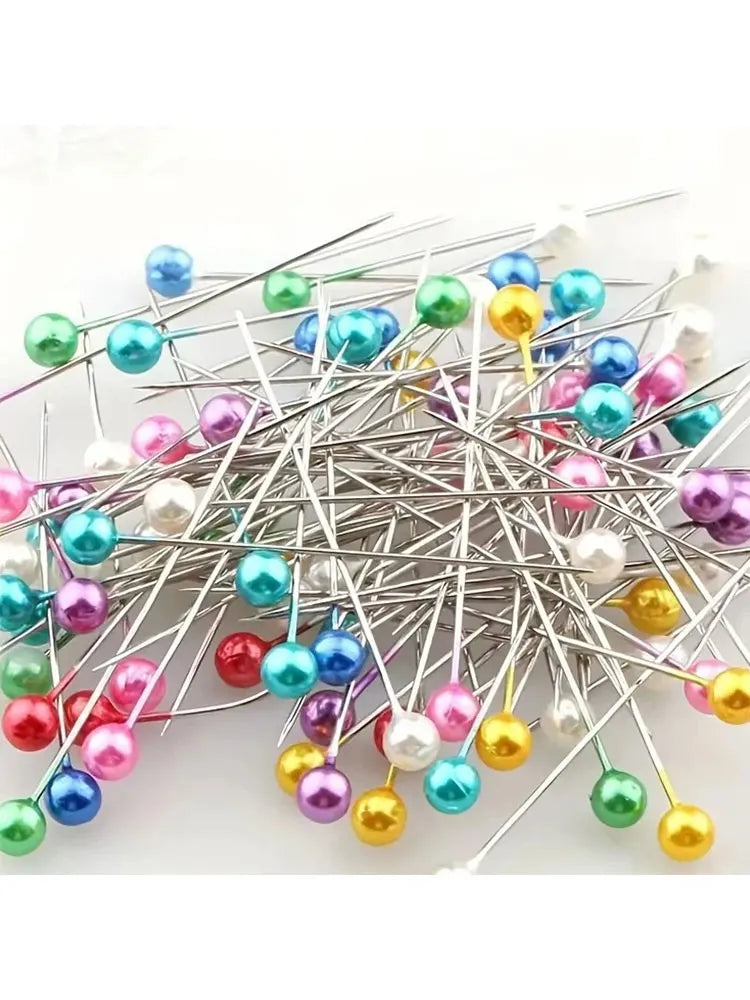 Colorful Glass Head Sewing Pins (100-Piece Set)