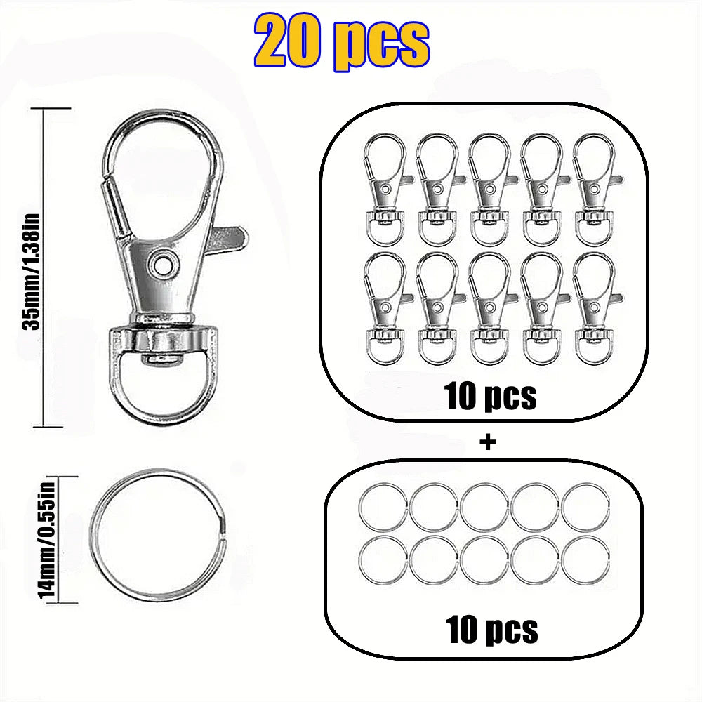 Silver Swivel Snap Hooks with Key Rings (20-Pack)