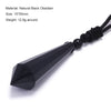 Geometric Natural Stone Pendant Necklace with Adjustable Leather Cord