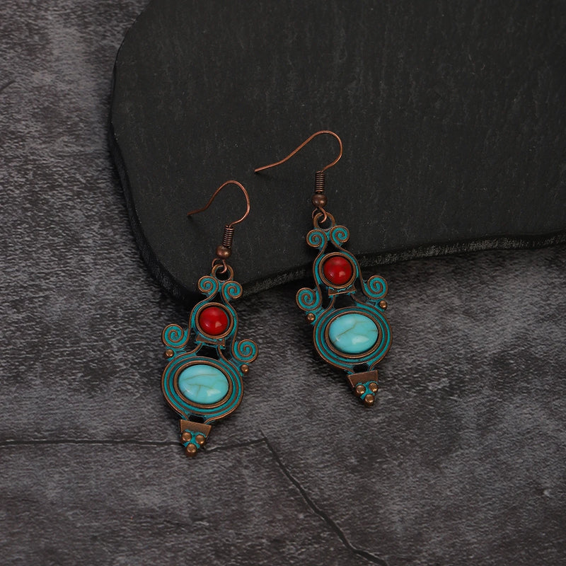 Boho Turquoise Geometric Drop Earrings