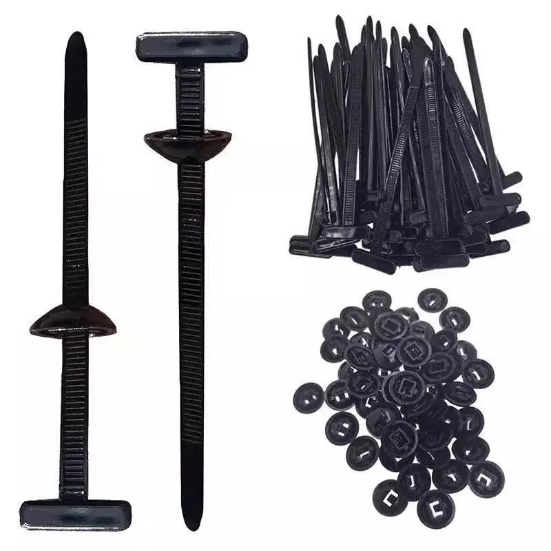 Self-Locking T Rivet Cable Ties for Auto Repair and Garage Organization