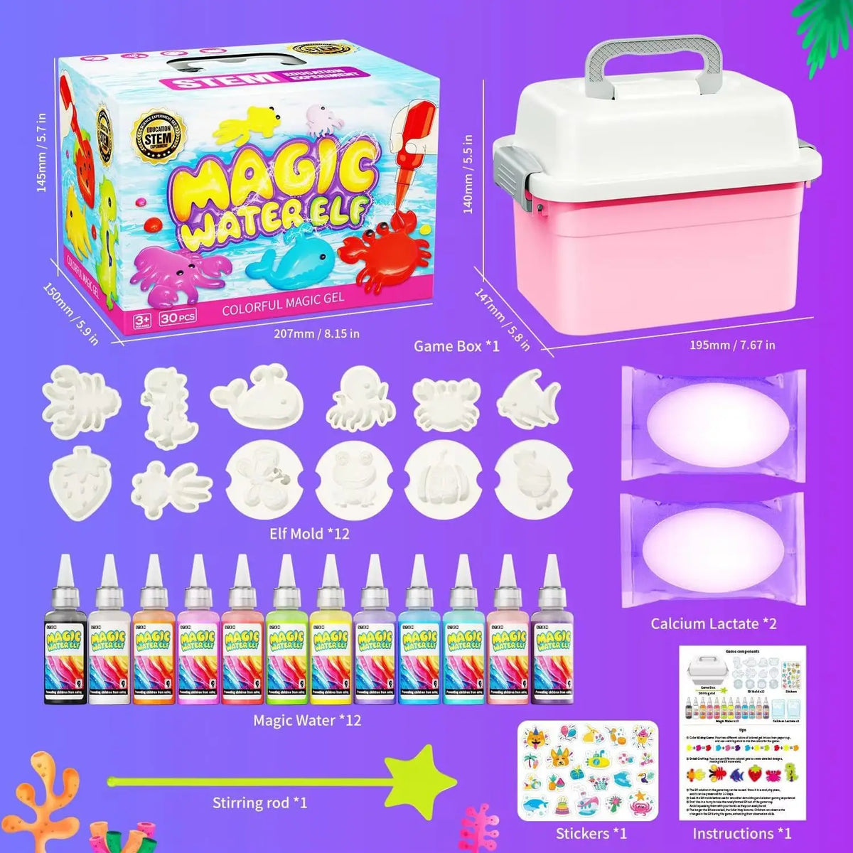 Magic Water Fairy Garden Kit — 12-Pack DIY STEM Sensory Toy with Molds
