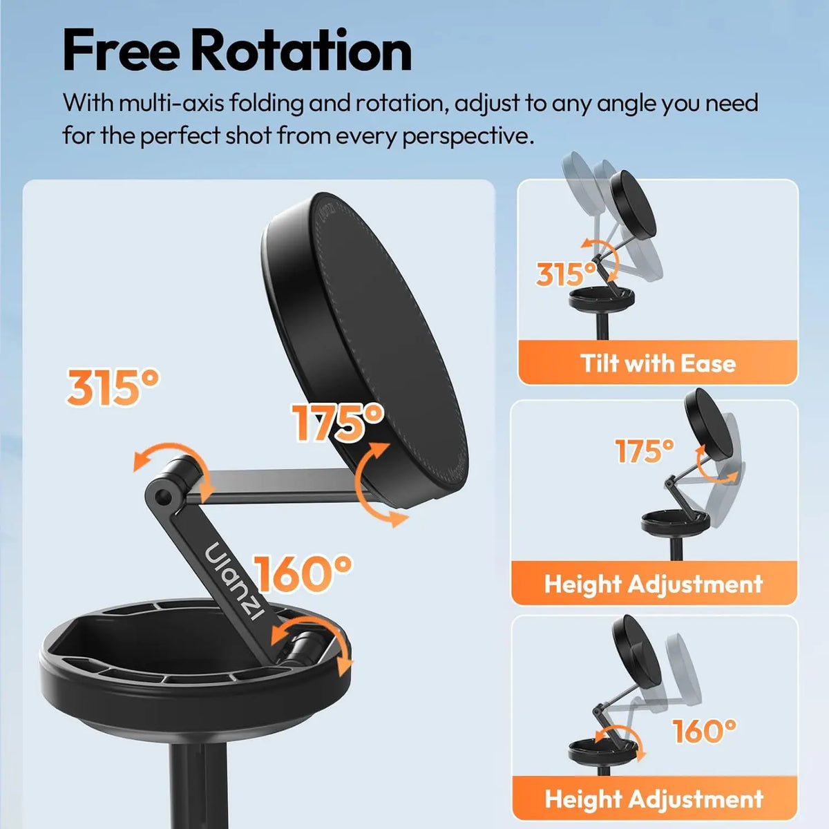 Portable Phone Tripod with Magnetic Mount and Wireless Remote
