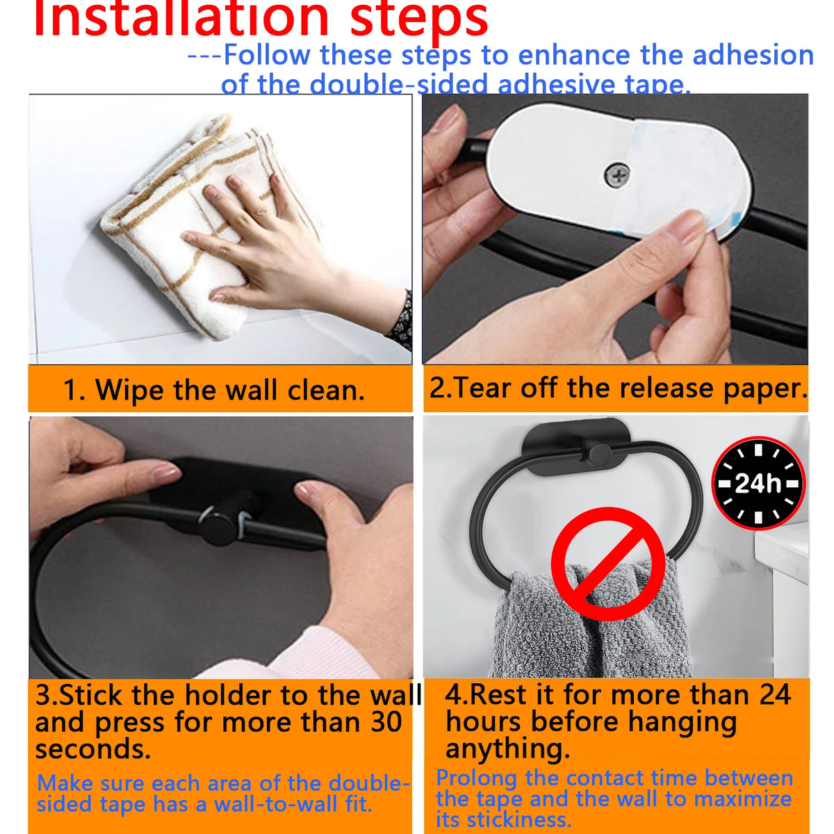 Self-Adhesive Stainless Steel Towel Rack