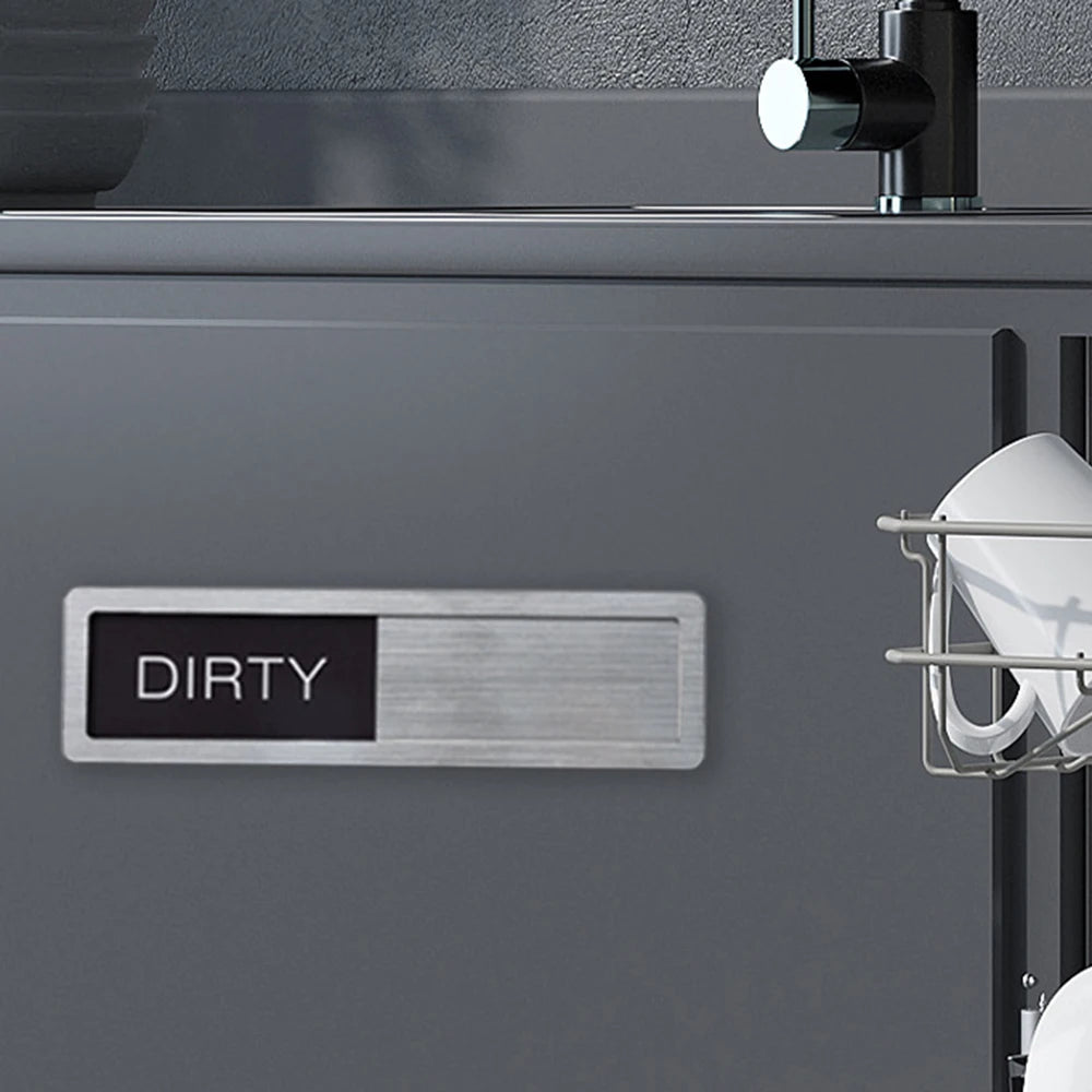 Clean/Dirty Dishwasher Magnet Sign – Stainless Steel, Easy-Slide Indicator
