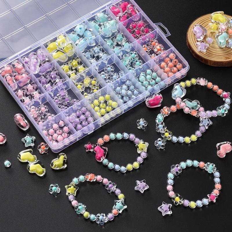Heart-Shaped Acrylic Bead Kit for Jewelry Making