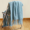 Khaki Knitted Throw Blanket with Tassels
