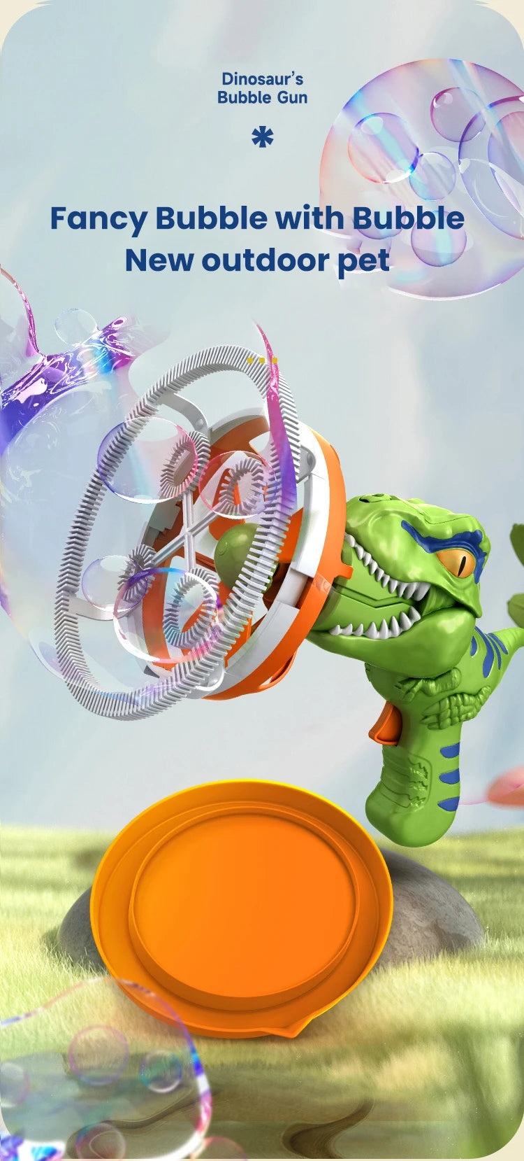 Dinosaur Bubble Blaster with Flashing Lights and Sound