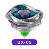 Metal spinning top battle toy with launcher featuring a purple and silver design.