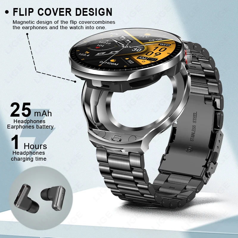 Smartwatch mit integrierten Wireless-Ohrhörern