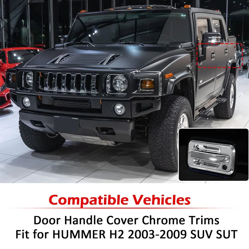 Chrome door handle covers for Hummer H2 SUV suit