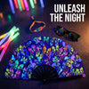 Holographic Folding Hand Fan with UV Glow Effect