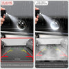 Comparison of first and second generation protective covers for a car camera, showing fog prevention features.