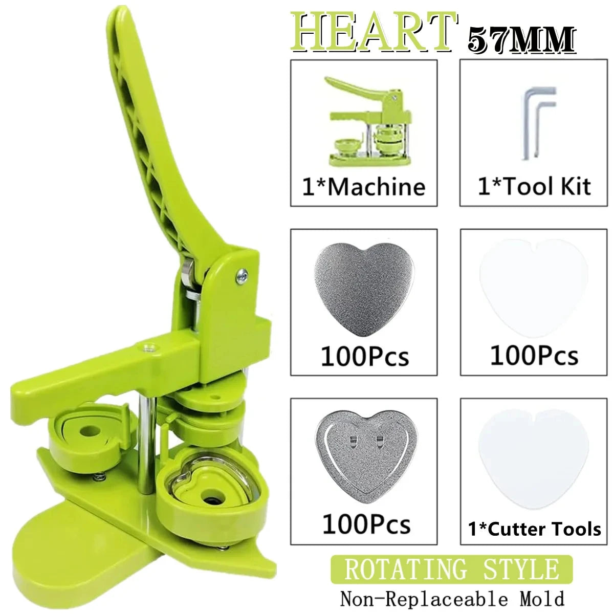 DIY Pin Button Maker Machine Kit with 100 Button Parts and Circle Cutter