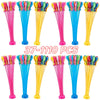 A collection of 37 water balloons in various colors including pink, blue, and yellow.