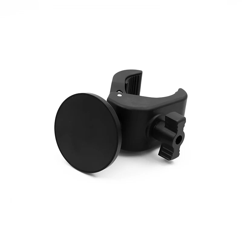 Black magnetic car phone mount with a cup holder base.