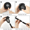 Instructions showing how to turn on, replace the cap, and connect the pole of a solar-powered mosquito zapper.