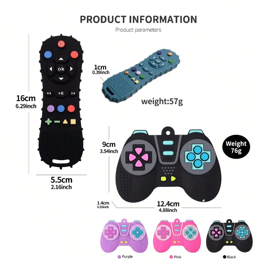 2-Piece Baby Teether Set – Silicone Remote & Game Controller