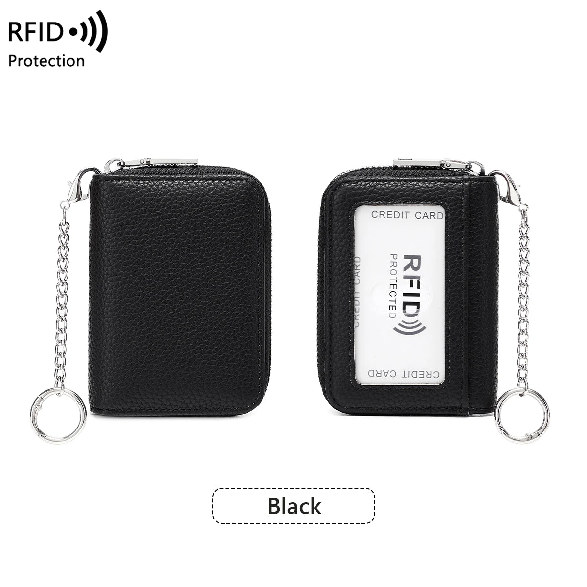 Black RFID protected accordion wallet designed to shield credit cards.